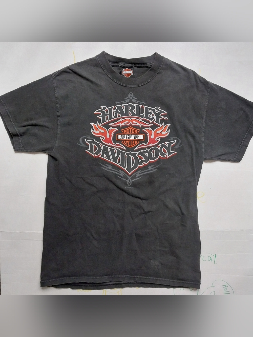 2002 Harley-Davidson Black Tee with Red Flame Graphic Size M